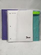 3Pack of Assorted Color Mintra 150 Sheet Durable 3 Sub. 8.5”x10.5” Notebooks