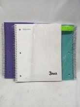 3Pack of Assorted Color Mintra 150 Sheet Durable 3 Sub. 8.5”x10.5” Notebooks