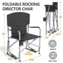 Heavy Duty Folding Rocking Director Camp Chair w/ Cup Holder- MSRP $119.99