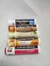 5Pc Chapstick Lot- Van. Latte, Van. Mint, Clover Honey, Cherry, SPF15