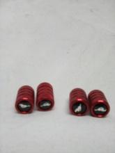 Red Mustang tire nozzle covers, set of 4