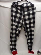 Black and white checked with red cuffs, fuzzy pants, 3xl