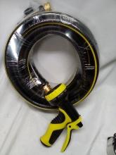 Black and Yellow Hybrid Garden hose with sprayer