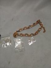 Womens Jewerly Lot. Gold Necklace With Various Colors And 8 Gold Rings. Size 9.