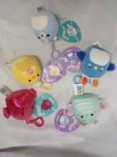 Lot of 5 Assorted 4” Original Squishmallows w/ Keychain Hooks