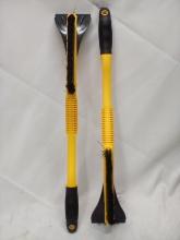 Pair of Yellow 23” Ergonomic Handle Ice Brushes w/ Scrapers