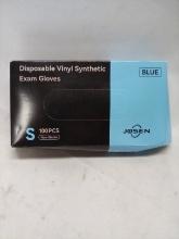 100Cnt Box of Non-Sterile Josen Blue Disposable Vinyl Synthetic Exam Gloves