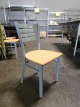 Grey Metal Frame and Back with Wood Seat Dining Chairs
