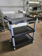 New - Winco 3 Tier Black Plastic Utility Cart