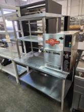 GSW 50 in. x 27 in. All Stainless Steel Table with 36 in. x 24 in. Double Overshelf