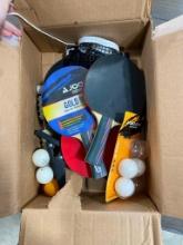 BOX LOT OF ASSORTED PING PONG ITEMS