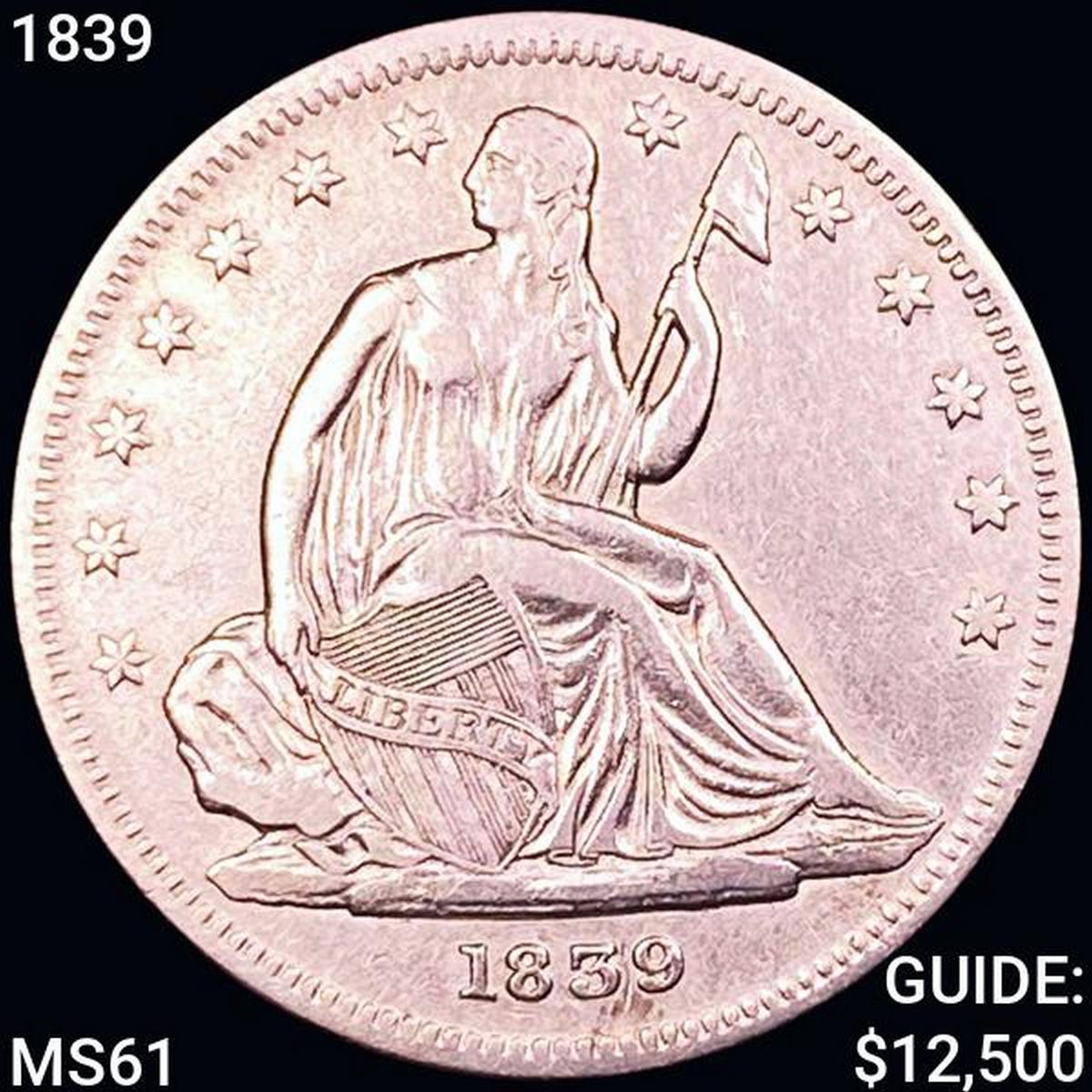 1839 No Drapery Seated Liberty Half Dollar UNCIRCULATED