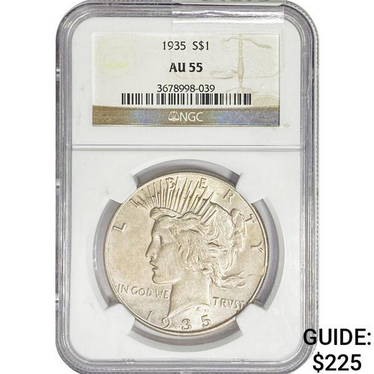 1935 Silver Peace Dollar NGC AU55