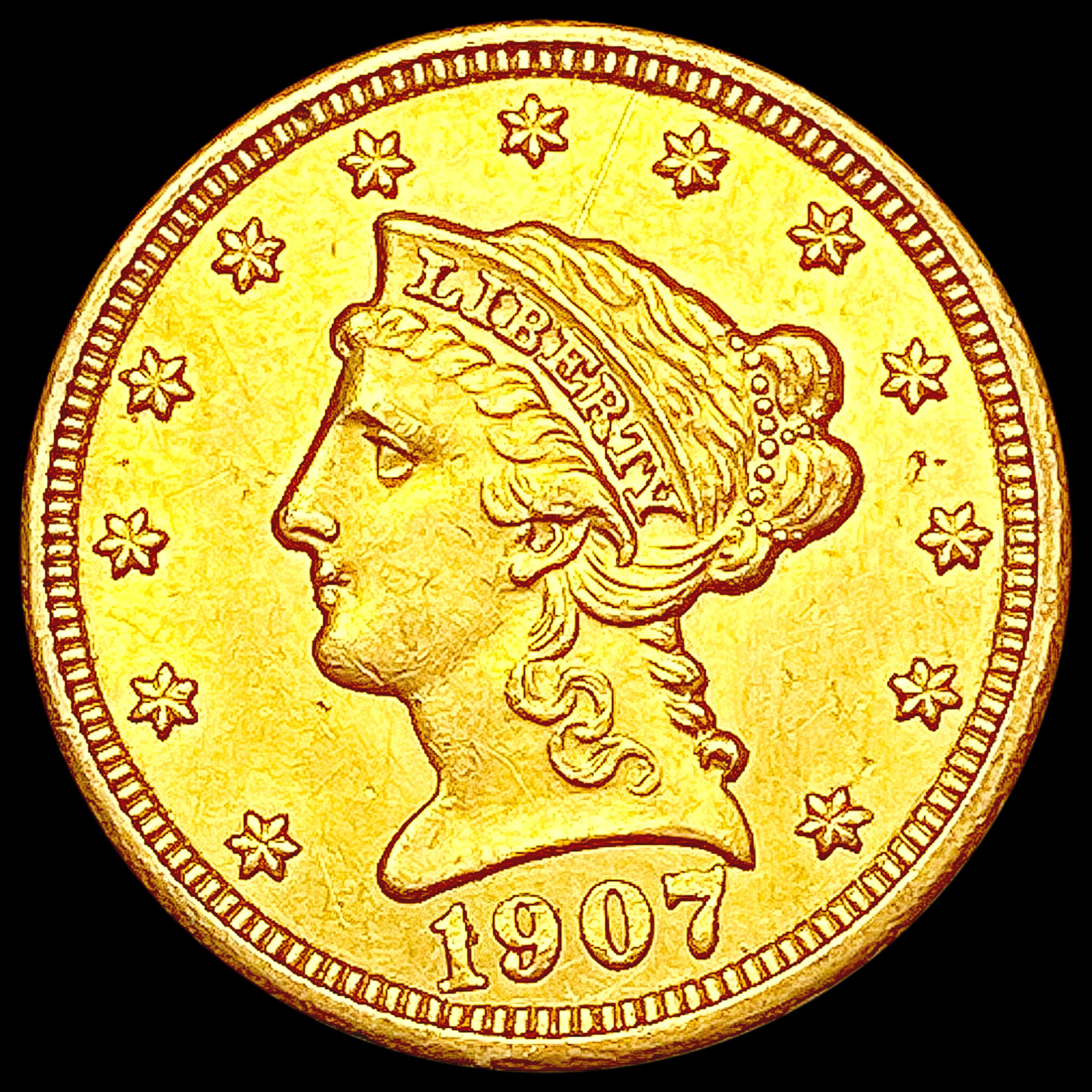 1907 $2.50 Gold Quarter Eagle CLOSELY UNCIRCULATED