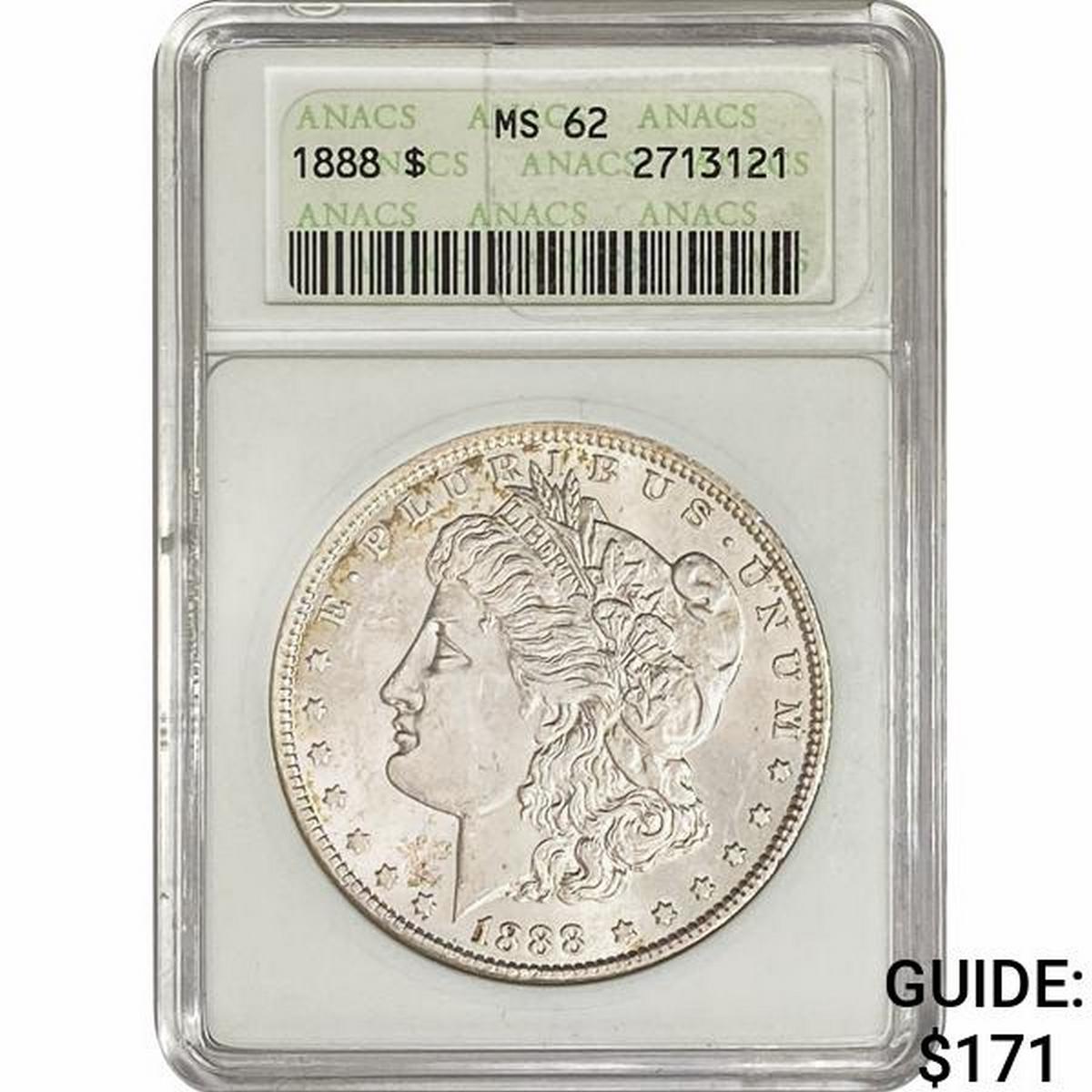 1888 Morgan Silver Dollar ANACS MS62