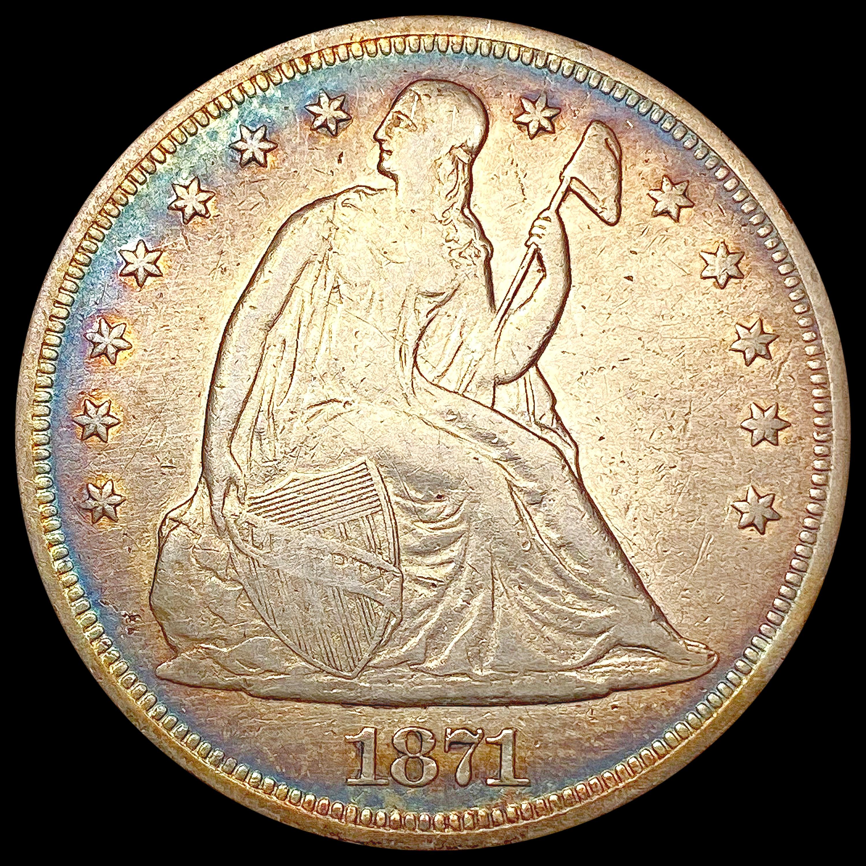 1871 Seated Liberty Dollar LIGHTLY CIRCULATED