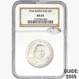 1934 CAC Maryland Half Dollar NGC MS65