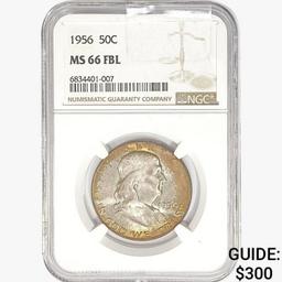 1956 Franklin Half Dollar NGC MS66 FBL