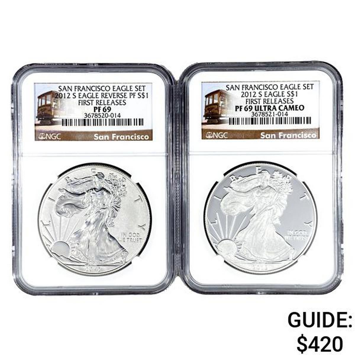 2012-S American 1oz Silver Eagles NGC PF69 1st Rel