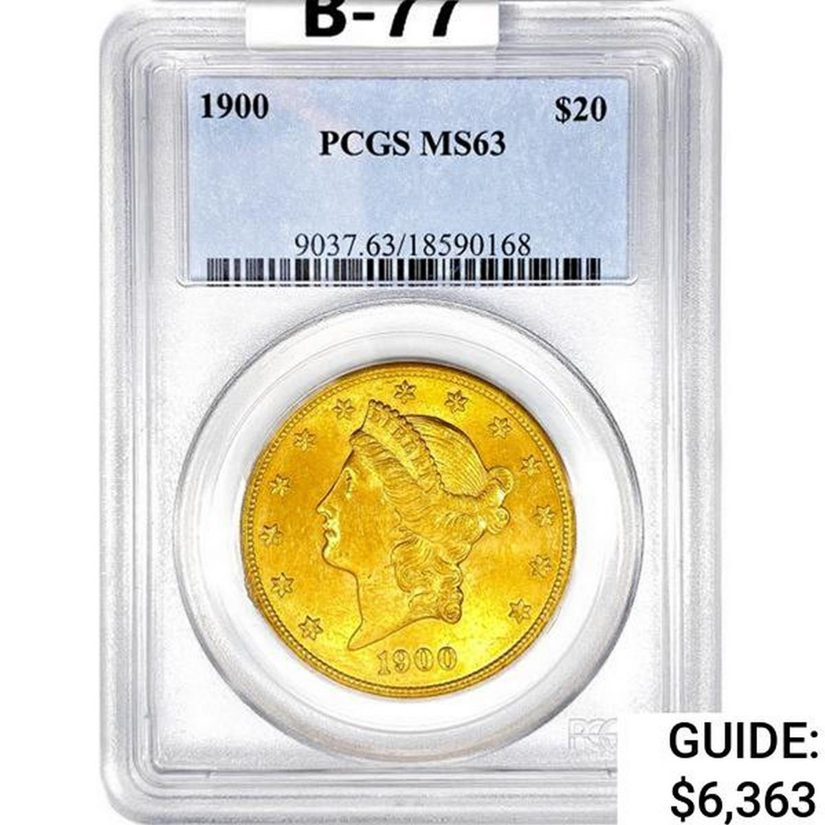 1900 $20 Gold Double Eagle PCGS MS63