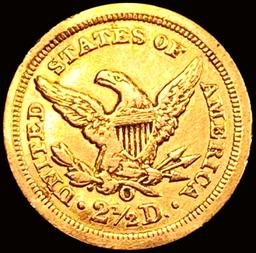 1843-O Lg Date $2.50 Gold Quarter Eagle CHOICE AU