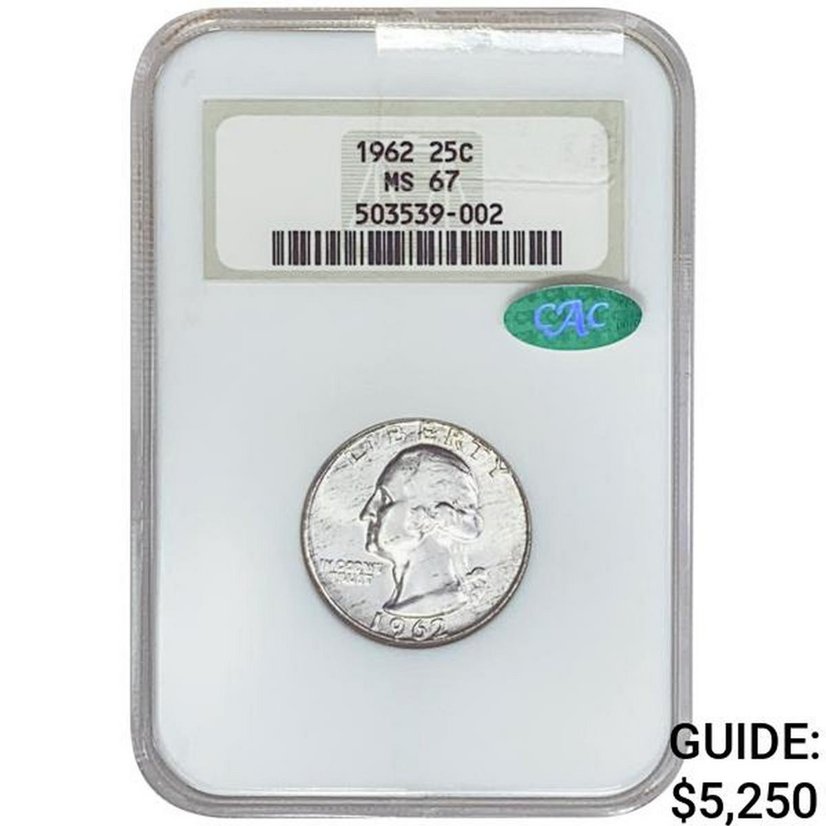 1962 CAC Washington Silver Quarter NGC MS62