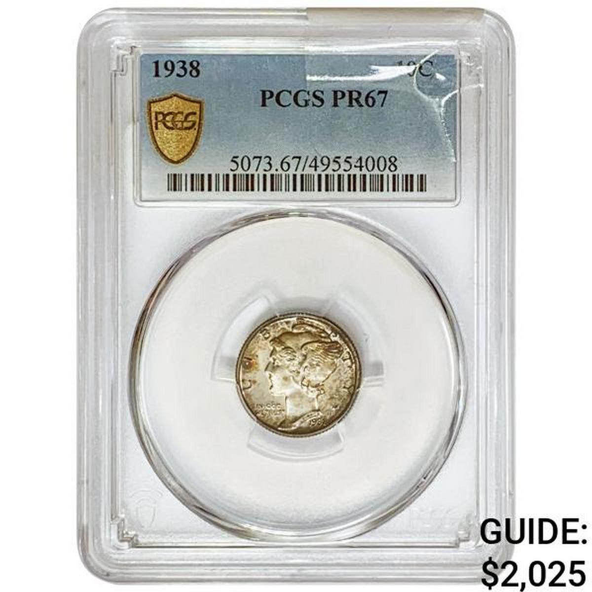 1938 Mercury Silver Dime PCGS PR67