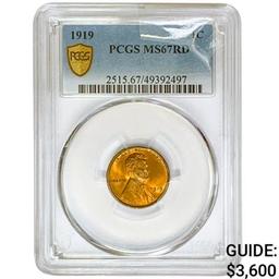 1919 Wheat Cent PCGS MS67 RD