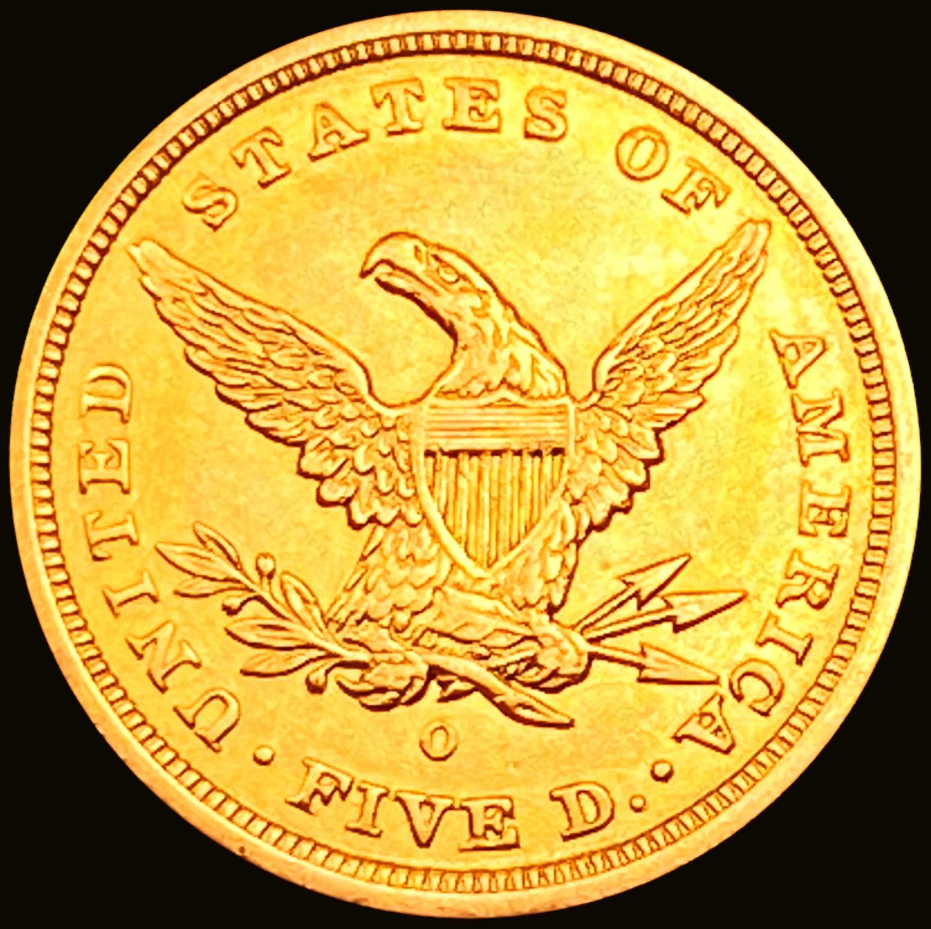 1840-O $5 Gold Half Eagle UNCIRCULATED +