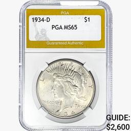 1934-D Silver Peace Dollar PGA MS65