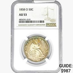 1858-O Seated Liberty Half Dollar NGC AU53