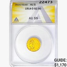 1914-D $2.50 Gold Quarter Eagle ANACS AU55