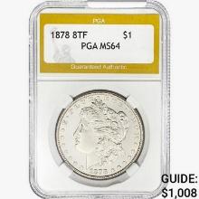 1878 8TF Morgan Silver Dollar PGA MS64