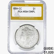 1884-CC Morgan Silver Dollar PGA MS64 DMPL