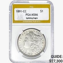 1891-CC Morgan Silver Dollar PGA MS66 Spit. Eagle