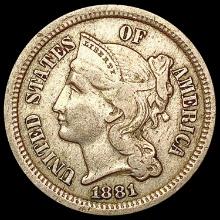 1861 Nickel Three Cent NEARLY UNCIRCULATED