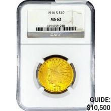 1916-S $10 Gold Eagle NGC MS62