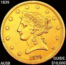 1839 $5 Gold Half Eagle CHOICE AU