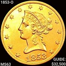 1853-O $10 Gold Eagle CHOICE BU