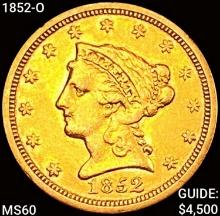 1852-O $2.50 Gold Quarter Eagle UNCIRCULATED