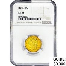 1836 $5 Gold Half Eagle NGC XF45