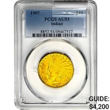 1907 $10 Gold Eagle PCGS AU53