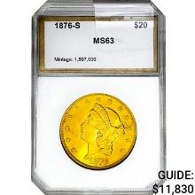 1876-S $20 Gold Double Eagle PCI MS63