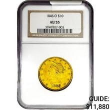 1846-O $10 Gold Eagle NGC AU55
