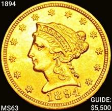 1894 $2.50 Gold Quarter Eagle CHOICE BU