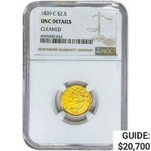 1839-C $2.50 Gold Quarter Eagle NGC UNCDetails