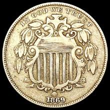 1869 Shield Nickel NEARLY UNCIRCULATED