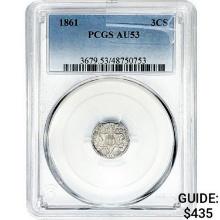 1861 Silver Three Cent PCGS AU53