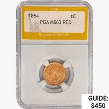1864 Indian Head Cent PGA MS63 RED