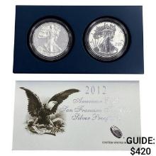 2012 Proof and Rev. Proof Silver Eagle Set [2 Coin